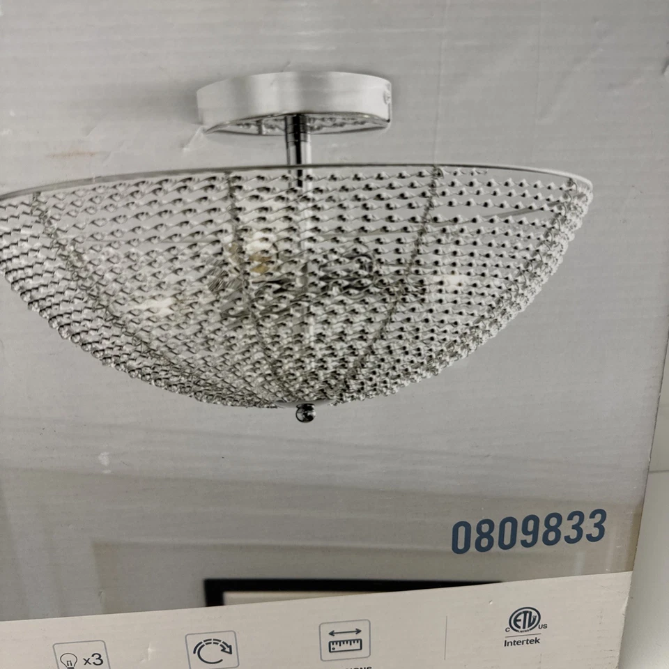 Quoizel tango 3 Lights 15.88-in 抛光 铬 半冲洗 安装灯 — 第 3/4 张图片