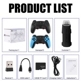 4K Game Stick 30000+ Games 50 Emulators PS1 N64 DC 2 Wireless Controllers
