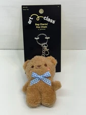 Art Class Teddy Bear Bag Charm Girls Animal Icon Keychain Claw Clasp Closure