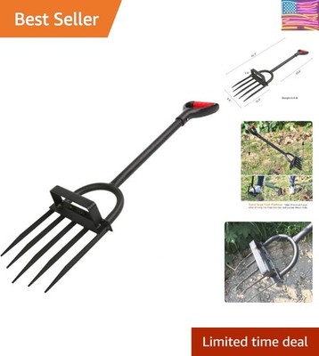 5-Tine Heavy Duty Pitch Fork for Gardening - Long Handled Digging Fork Garden...