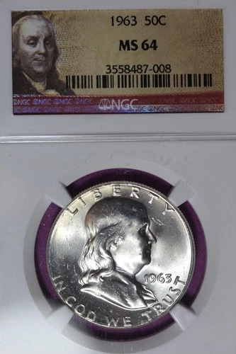1963 NGC 50C MS64 FRANKLIN HALF DOLLAR #B51877