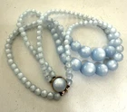 Vintage Light Blue Lucite Moonglow Dbl Strand  Necklace