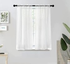 Tier Sheer Curtains 45 Inches Long,Voile Window 42"W x 45"L Pack of 2 Ivory