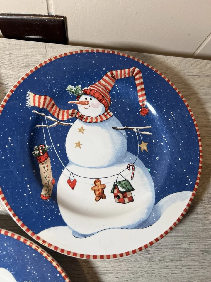 Oneida Winter Buddies Set Of 3 Holiday Plates Snowman Vintage Retro - Image 4 of 4