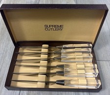 Set Of 6 Vivron Supreme Cutlery Lucite Stainless Steel 9" Steak Knives Japan Box