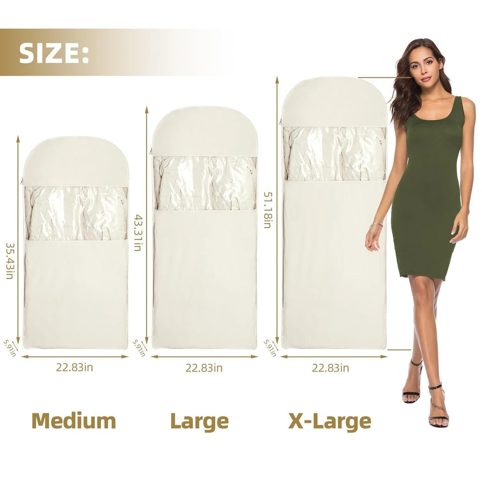 3 Packs Space Saving Garment Bag with Self Compression Zipper, Travel Suit Ba... - Image 2 of 4