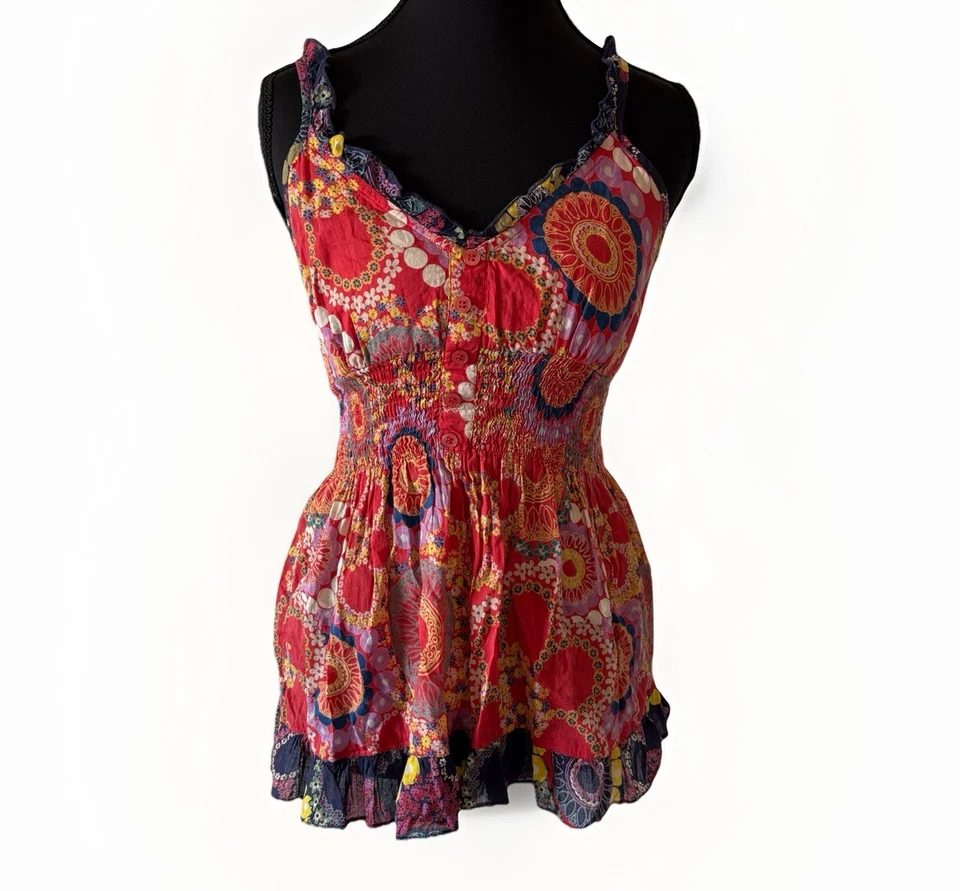 Angie Babydoll Cami Top Women’s Medium Multicolor Boho Hippie Festival Fairy - Image 2 of 4