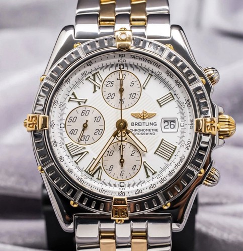 Breitling Crosswind 43 mm Yellow Gold Box Papers White Dial Tw...