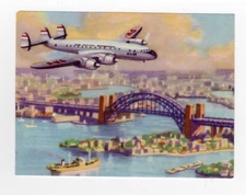 Aviation Card Granose Air Travel 1957. KLM Constellation Sydney Harbour Bridge