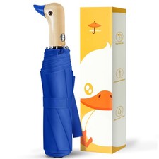Compact Duck Handle Umbrella - Automatic Portable Small Umbrella for Travel S...