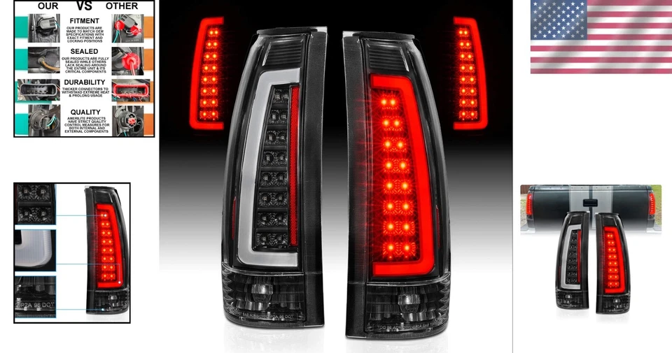 C-Type LED & Halogen Tail Lights for 1988-1999 Chevy GMC C/K Pickup Trucks Foto 2 de 4