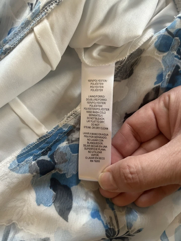 Blusa Alex Evenings Floral Asimétrica de Gasa para Mujer Talla XL Azul Blanco Nueva con Etiquetas Foto 4 de 4