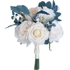 Wedding Bouquets For Bride Bridesmaid Artificial Dusty Blue Flowers Romantic Wed