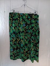 Sag Harbor Midi Skirt Womens 18 Black Green Blue Floral Side Zip Lightweight
