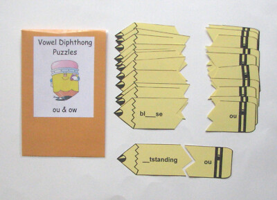 Teacher Made Literacy Center Resource Game Vowel Diphthongs ou & ow