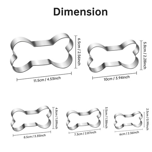 Stainless Steel Metal Dog Bone Shape Cookie Cutter Set Crafts - Picture 4 of 5