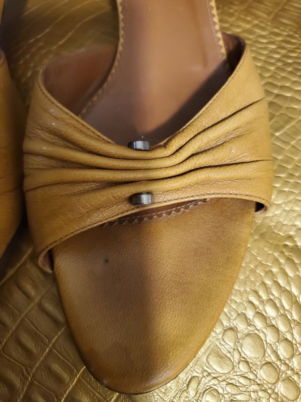 Sandali YSL Yves Saint Laurent donna in pelle con cinturini tacco gattino 38 5 marroni