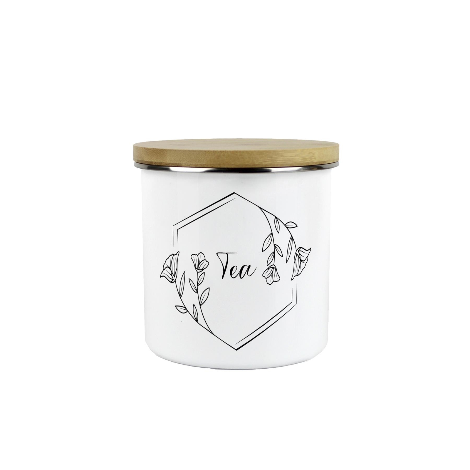Minimalist Floral Tea Canister - Kitchen Enamel Storage Jar Gifts