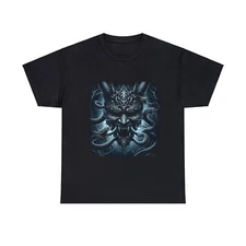 Streetwear Designer Adult -Shirt Gothic Serpent Dark Fantasy Oni Mask Japanese