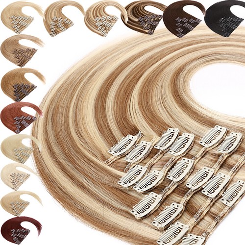 Dick Echthaar Clip In Haarverlängerung Remy Hair Extensions 8 Tressen Haarteile  - Bild 1 von 39