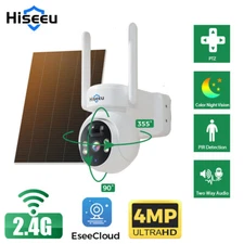 Hiseeu WIFI Solar Panel Battery 4MP Wireless PTZ Security Camera PIR Full Color