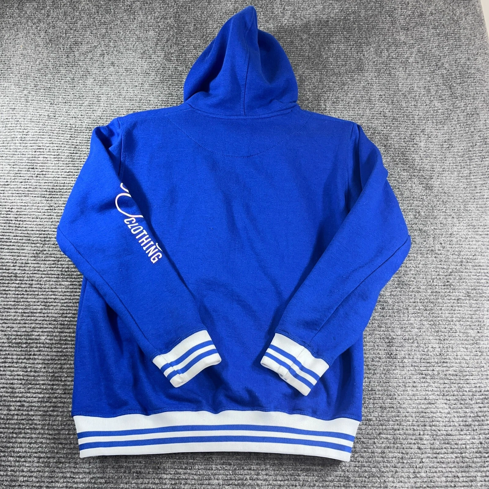 VETEMENTS Abbigliamento viso scimmia adulto felpa con cappuccio blu medio manica lunga toppa tasca canguro