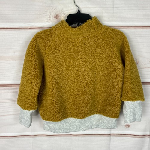 Figge Top Kids Unisex 6 Gold Sherpa Fleece Mock Neck Long Sleeve Pullover Solid - Picture 6 of 7