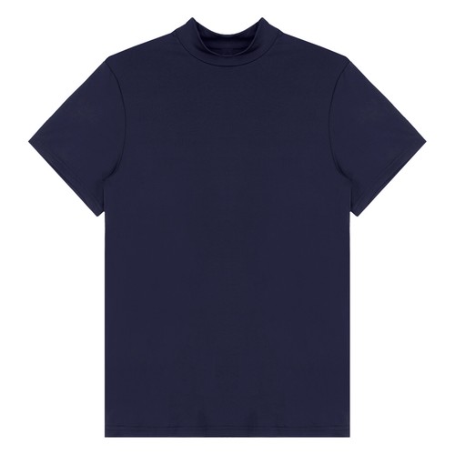 Mens Mock Neck T-shirts Short Sleeves Undershirt Solid Color Slim Fit Tops - Picture 35 of 61
