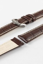 Hirsch MODENA Alligator Embossed Leather Watch Strap in BROWN