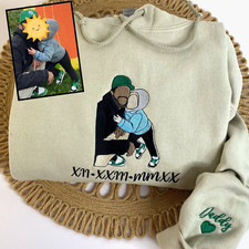 Custom Portrait Embroidered Sweatshirt Custom Family Portrait From Photo