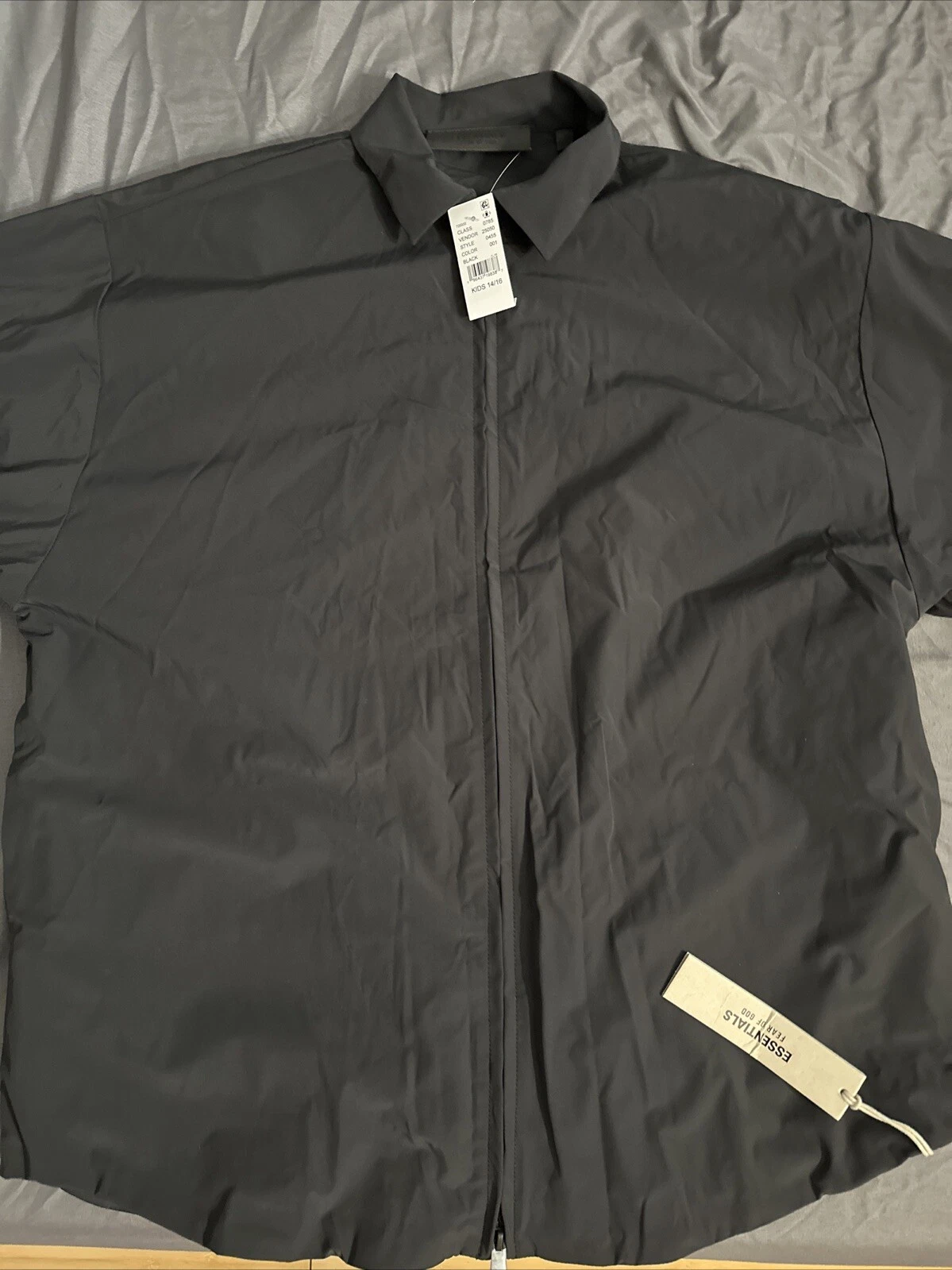 Giacca sovracamicia nera Fear of God Essentials bambino taglia 14 16