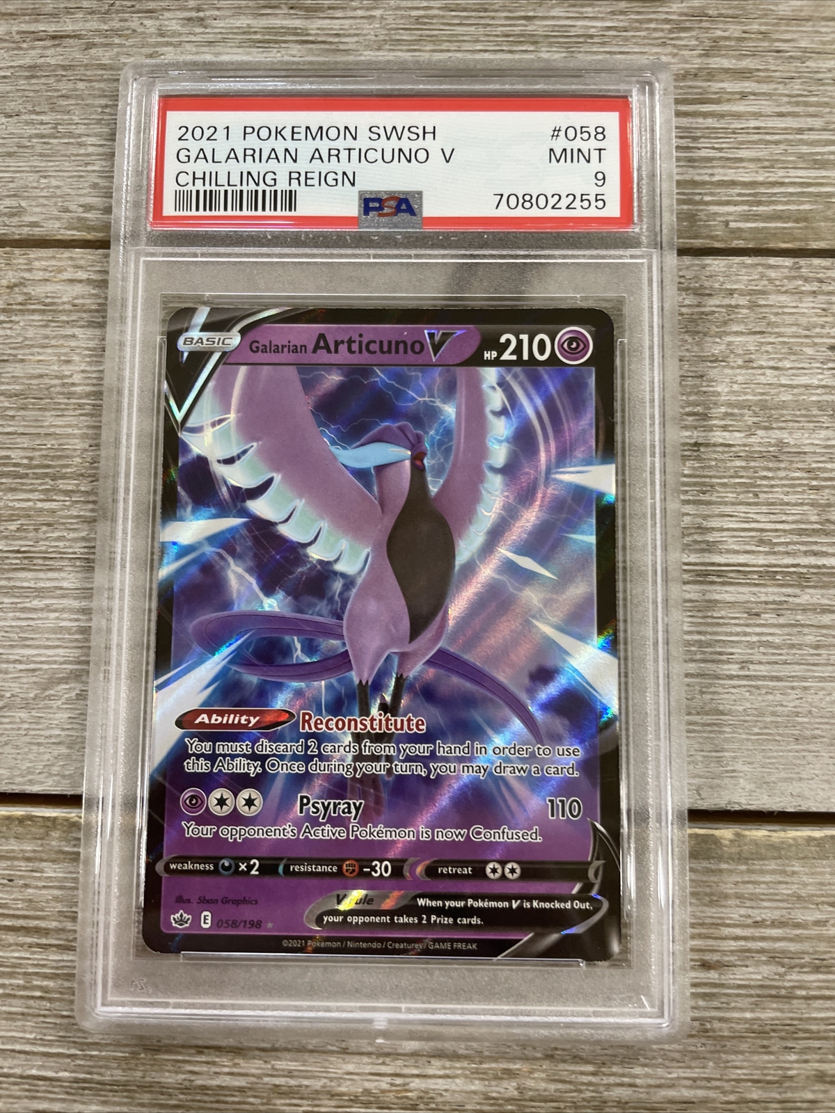 Graded PSA 9 2021 Pokemon Swsh - Galarian Articuno V - Chilling Reign 