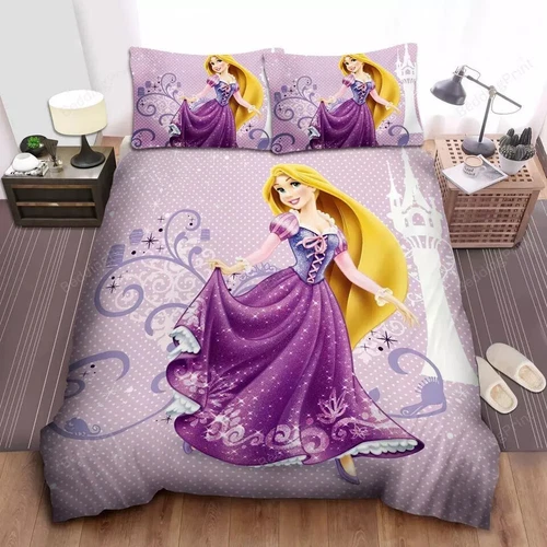 Disney Princess Rapunzel In Sparkling Purple Dress Quilt Duvet Cover Set Bedding - Picture 4 of 4