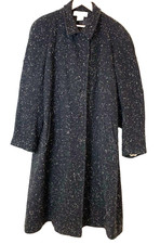 Peabody House Overcoat Womens 50" Chest 47" L Wool Blend Tweed Romania Vtg 80s