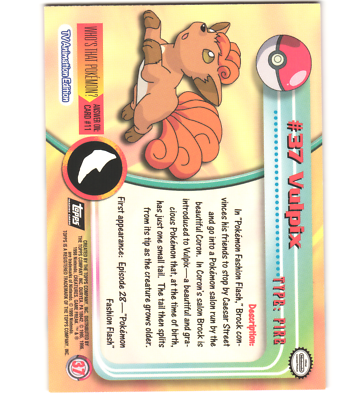 Pokemon 1999 Near Mint NM Topps Series 1 2nd Print Black Logo