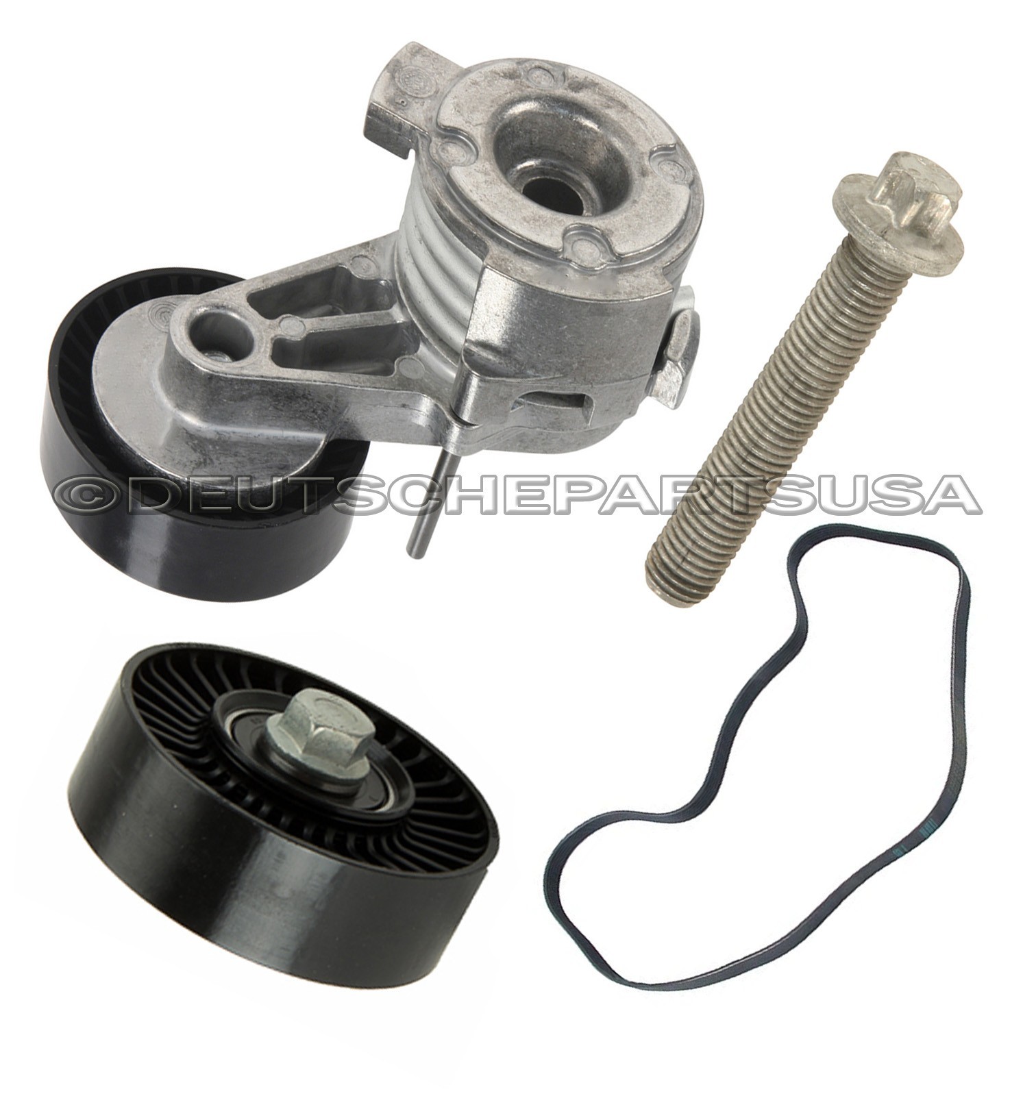 Drive Belt + Tensioner + Install Bolt + Idler Pulley for BMW E60 E90