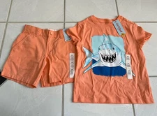 Lot of 2 pc Cat & Jack Boy's T-Shirt/Shorts Set Peach/Orange Size XS (4/5)