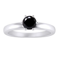 Anillo de boda solitario de diamantes negros promesa de compromiso 3 quilates AAA