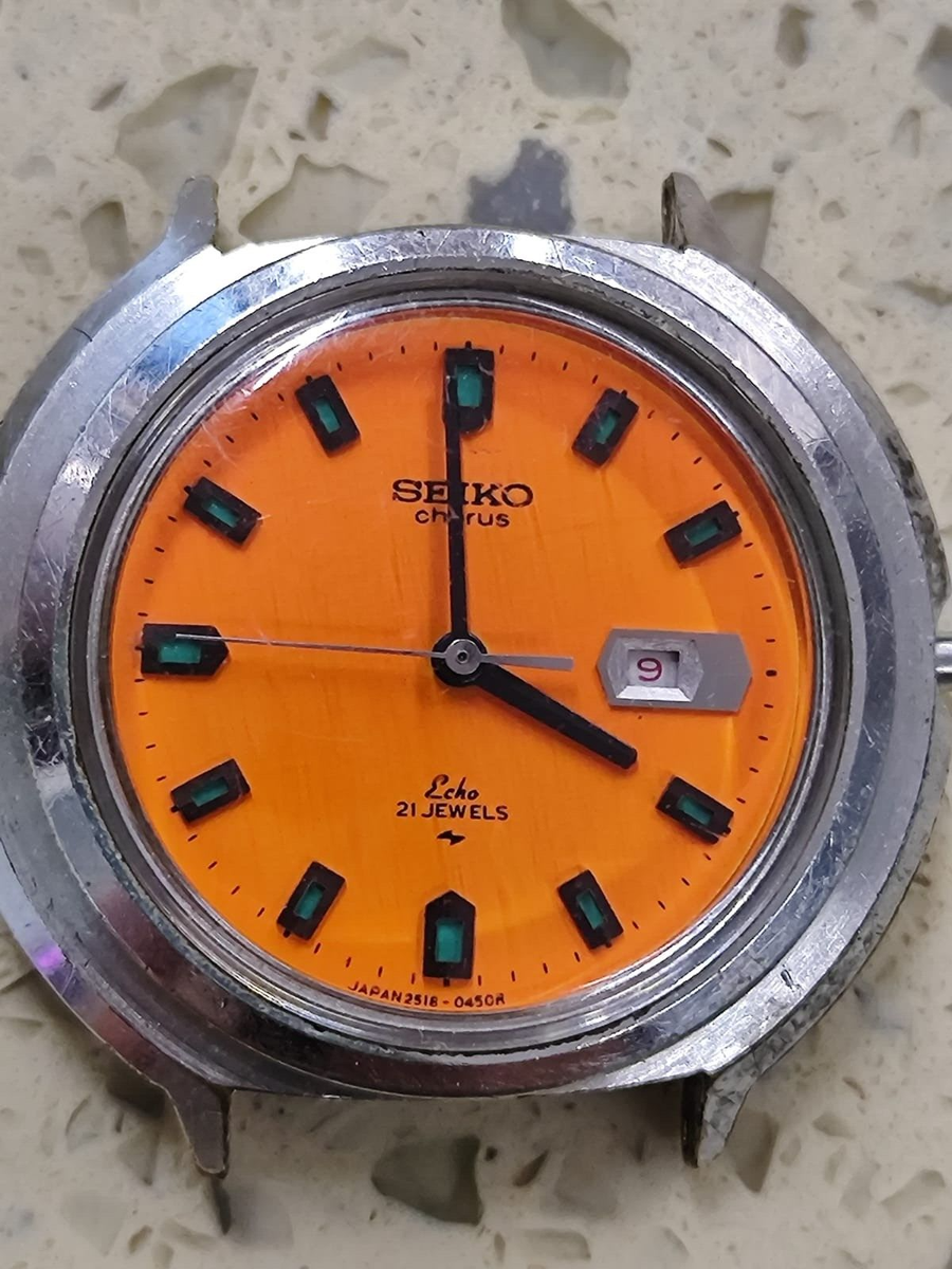 1969 Seiko Chorus Echo 21 Jewels 2518 0190 Orange Dial Not work