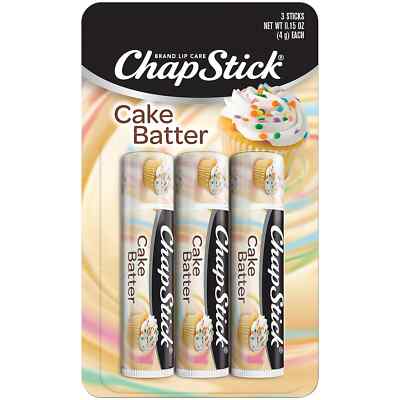 ChapStick Cake Batter Limited Edition Flavored Lip Balm  3 Tubes
