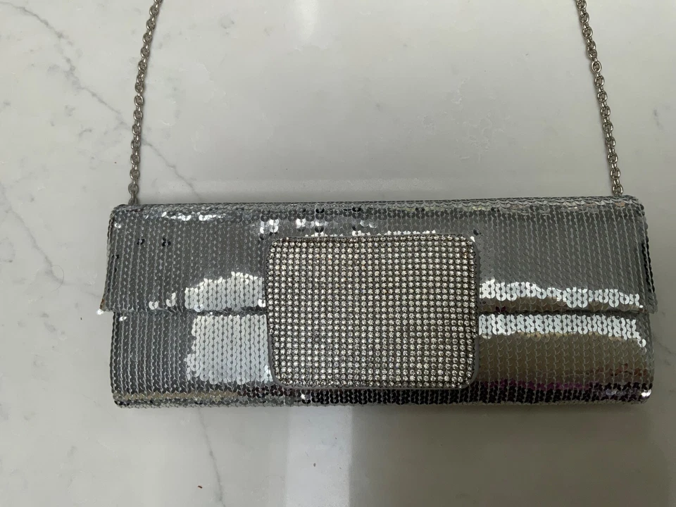 Bolso de Mano Sondra Roberts Lentejuelas Plateado Foto 3 de 4