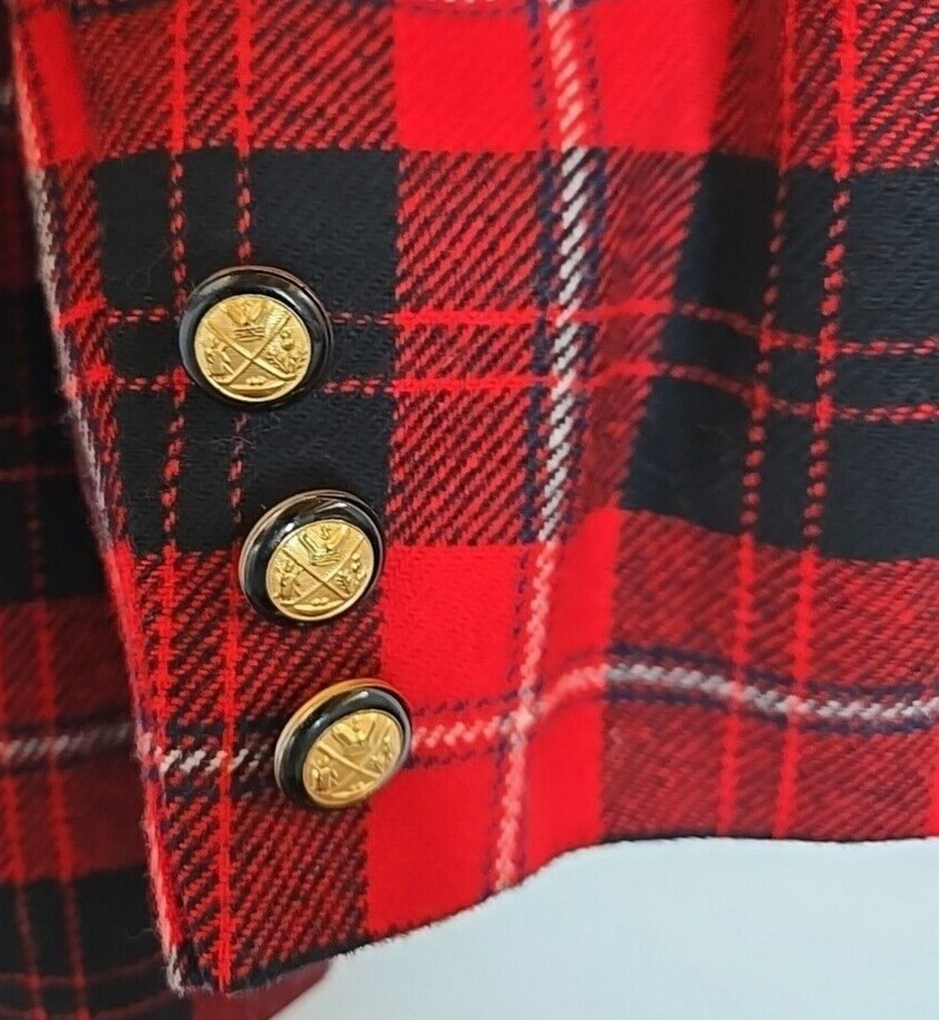 Pendleton Red Plaid Blazer Jacket 2 Button gold W… - image 14