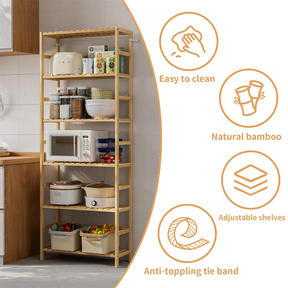 Badregal Standregal Holzregal Haushaltsregal Regal Holz Bad Küche Keller 6 Böden - Bild 3 von 4