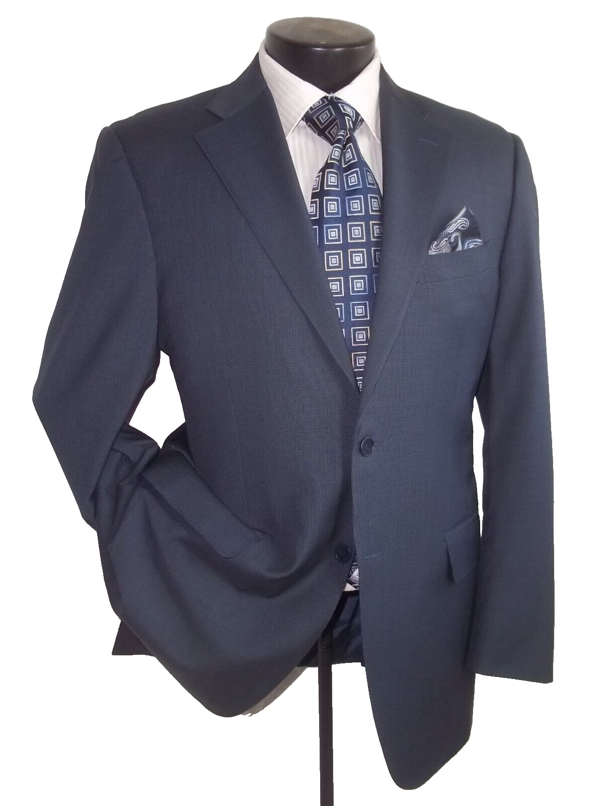 # Canali Blue Houndstooth Pattern 2 Button Double… - image 2
