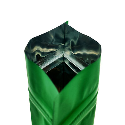 100 3.5x5'' Double-Sided Matte Green Zip Seal Lock Stand-Up Mylar Foil Food Pouch