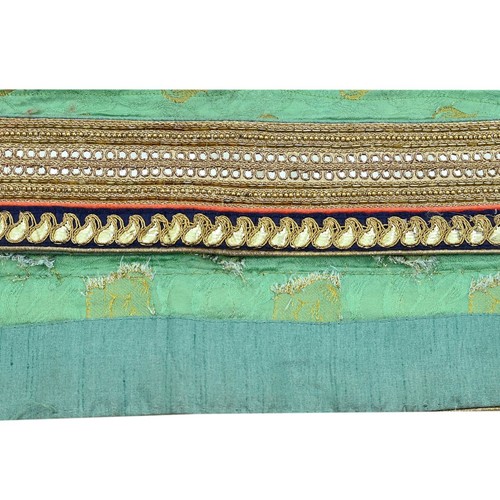 Indian Vintage Sari Border Hand Embroidered Craft Trim 1Yd Lace Sewing Ribbon - Picture 8 of 13