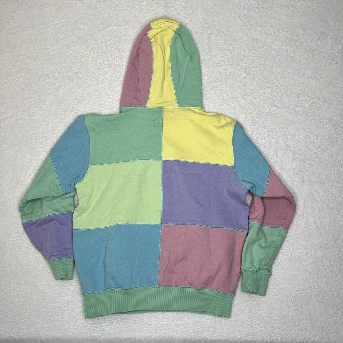 Teddy Fresh Hoodie Adult Medium Sunrise Mint Patchwork Colorblock