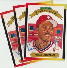 Vince Coleman SIGNED 1989 Donruss Super 5x7 Diamond Kings, St. Louis Cardinals