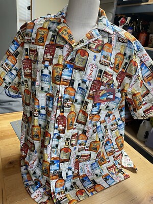  Rum Bottles   XL, SOMETHING FISHY SHIRT, Man s Hawaiian Shirt, Cotton,