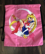 Vintage 1990s Sailor Moon Pink Drawstring Bag Purse Backpack Makeup Bag Stylish